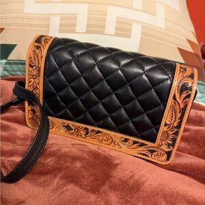 Black and Tan Quilted Leather Bag